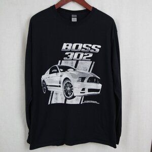 Ford Mustang Boss 302 Black Long Sleeve T Shirt Large